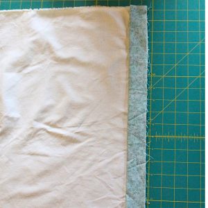 The pillowcase body fabric with the trim matched up to the edges.
